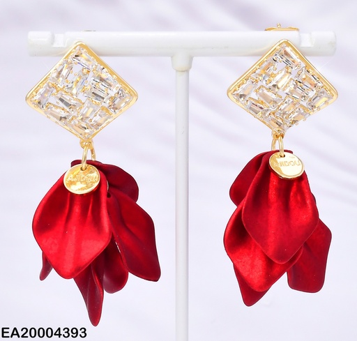 [EA20004393] ARETES ROMBO ZIRC.C/PETALOS ROJOS COLGANTES EE4086-323