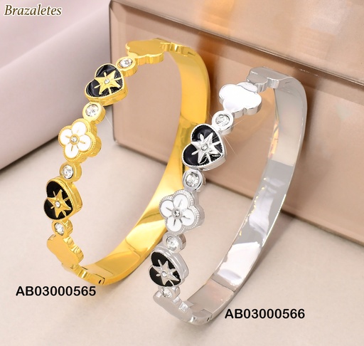 [AB03000566] BRAZALETE PLAT.VAN CLEEF C/🖤/ZIRCOJNIAS RD KB204423-SXSJ