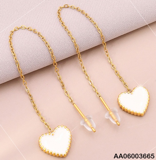 [AA06003665] ARETES VIOLADORAS CORAZON🤍 COLGANTE KE102098-HR