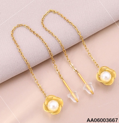 [AA06003667] ARETES VIOLADORAS FLOR C/PERLA COLGANTE KE102100-HR