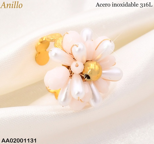 [AA02001131] ANILLO AJUSTABLE CRISTALES ROSAS RA558-45