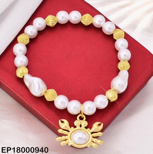 [EP18000940] PULSERA PERLAS/ROMBOS FIJE CANGREJO C/PERLA BA2242-45