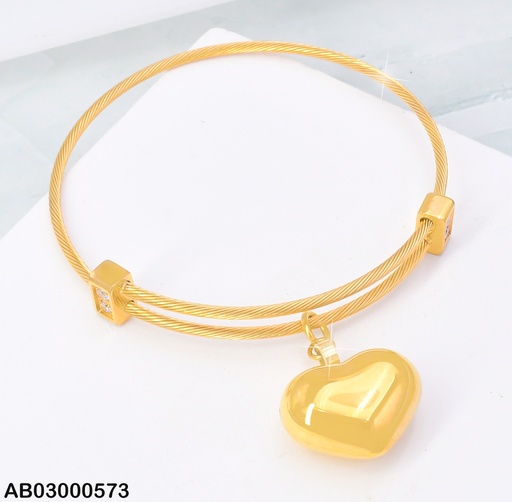 [AB03000573] BRAZALETE TORNEADO DOBLE DIJE CORAZON INFL.KB189193-Z