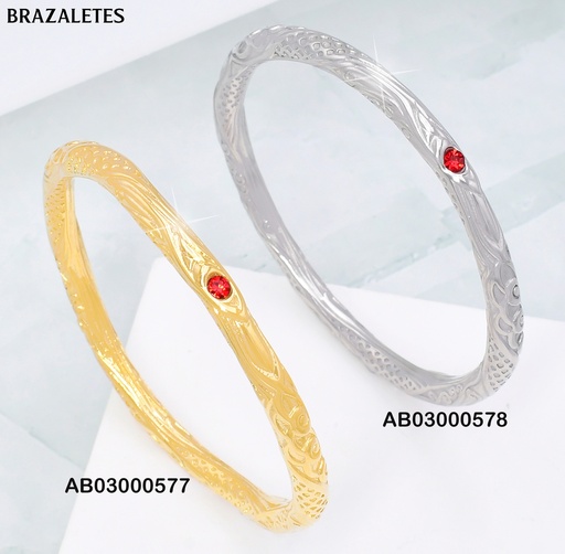 [AB03000578] BRAZALETE PLAT.C/GRABADOS ZIRCONIAS ROJAS KB203778-SP