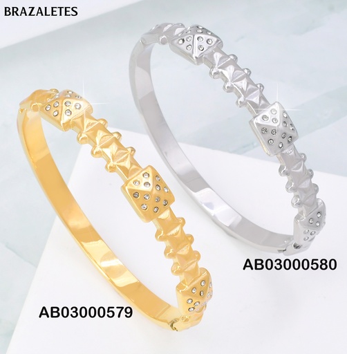 [AB03000580] BRAZALETE PLAT.CUADROS C/ZIRC.KB203751-SP