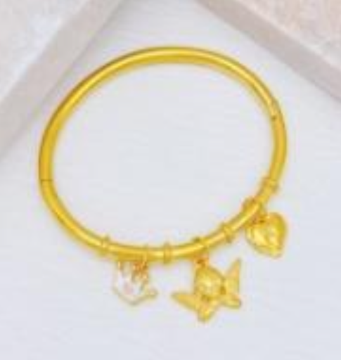 [AB03000585] BRAZALETE LISO C/3 DIJES👑/👼/💛 KB204425-SXSJ
