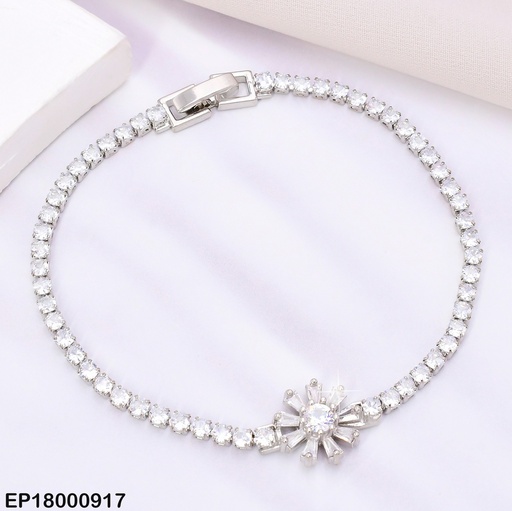 [EP18000917] PULSERA PLAT.ZIRC.PQ CENTRO FLOR COL.BE537-319