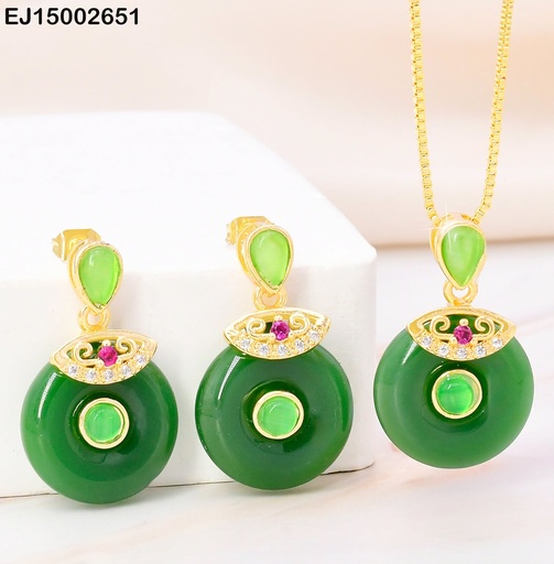 [EJ15002651] SET GOTA C/COLGANTE RD VERDE/OV DORADO SE1041-324