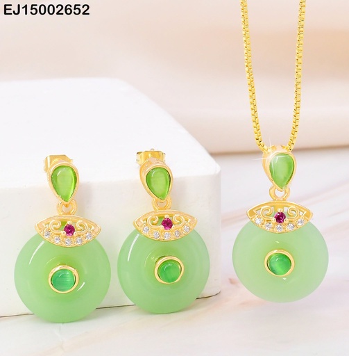 [EJ15002652] SET GOTA C/ RD VERDE MENTA/OV DORADO SE1042-324