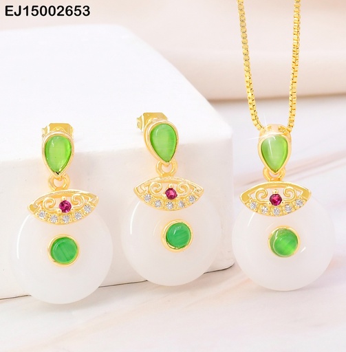 [EJ15002653] SET GOTA C/ RD BLANCO-🟢/OV DORADO SE1043-324