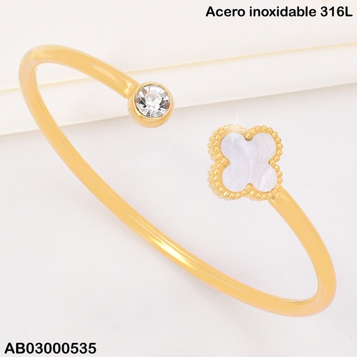 [AB03000535] BRAZALETE AJUSTABLE VAN CLEEF BLANCO  BA2150-20