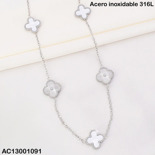 [AC13001091] CADENA PLAT- VAN CLEEF (5) BLANCO/PLAT CA415-331