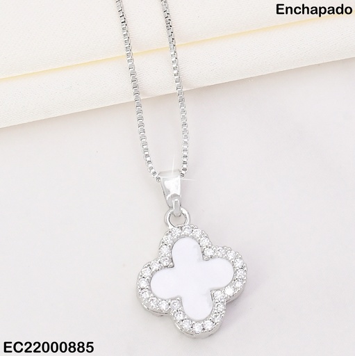 [EC22000885] CADENA PLAT.C/DIJE VAN CLEEF BLANCO CE361-5
