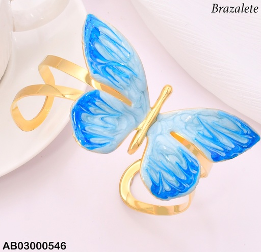 [AB03000546] BRAZALETE DOR MARIPOSA ESMALTADA CELESTE BA2245-45