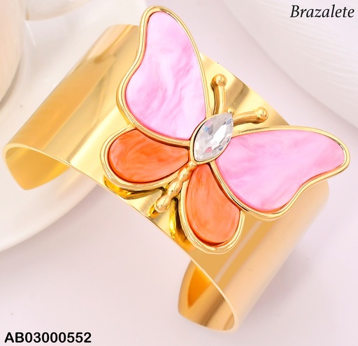 [AB03000552] BRAZALETE DOR MARIPOSA ROSA BA2251-45