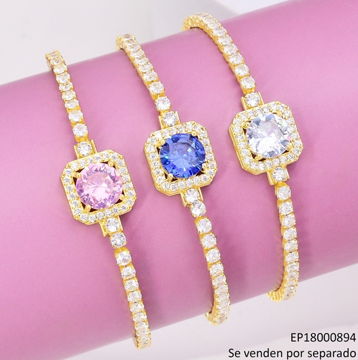 [EP18000894] PULSERA TENNIS ZIRCONIAS CENTRO CUADRO COL.SURT BE512-319