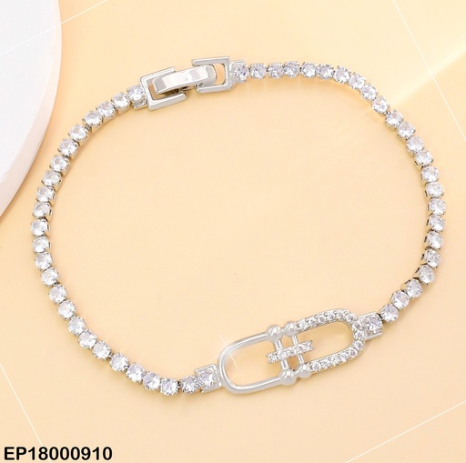 [EP18000910] PULSERA PLAT.ZIRCONIAS CENTRO RECTAN.C/DIV.BE529-319