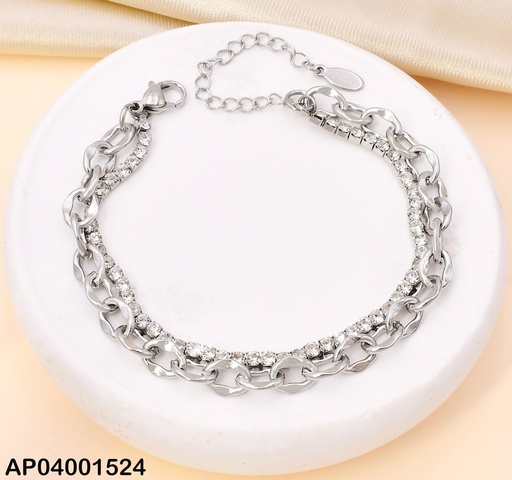 [AP04001524] PULSERA (2)  ESLABON ZIRC PLAT KB202788-Z