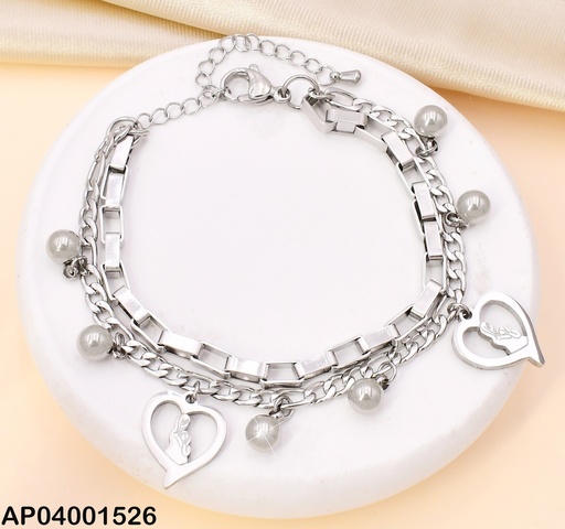 [AP04001526] PULSERA (2) CORAZON/ ESLABON/PELOTA PLAT KB203673-Z