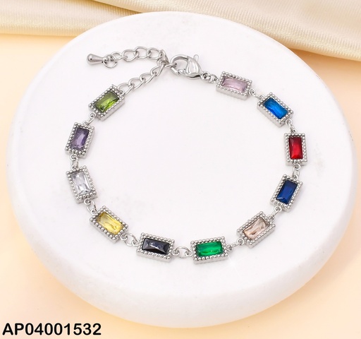 [AP04001532] PULSERA PLAT RECTANGULOS VARIOS COLORES KB204112-SXSJ