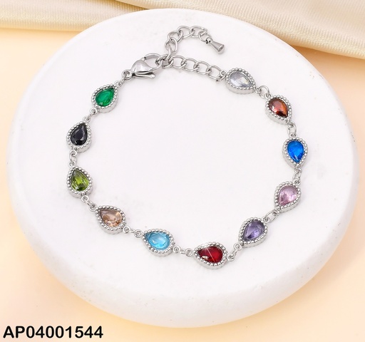 [AP04001544] PULSERA PLAT ZIRC GOTAS/VARIOS COLORES KB204111-SXSJ