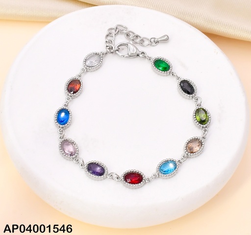 [AP04001546] PULSERA PLAT ZIRC OVALADAS VARIOS COLORES KB204113-SXSJ