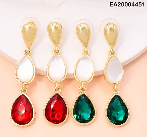 [EA20004451] ARETES GALVANOPLASTIA GOTA DOR/ROJO/VERDE EE3946-317