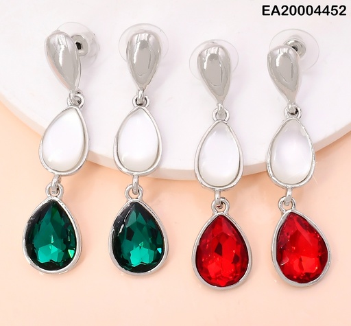 [EA20004452] ARETES GALVANOPLASTIA GOTA PLAT/ROJO/VERDE EE3947-317