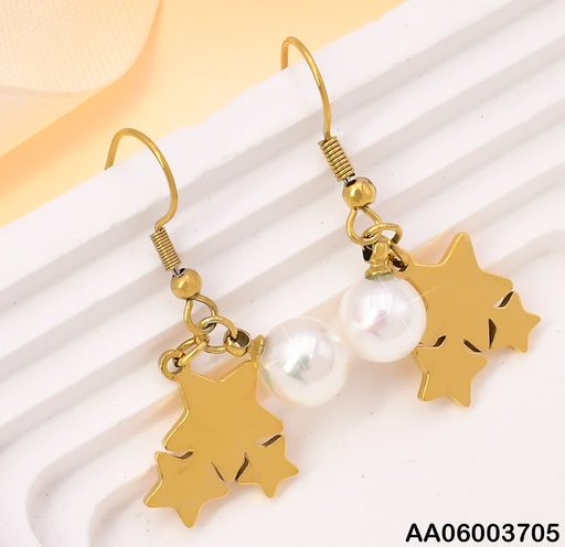 [AA06003705] ARETES COLGAR PLACA 3 ESTRELLA C/PERLA KE102732-Z