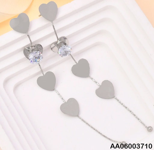 [AA06003710] ARETES PLAT.4 PLACAS CORAZON VERTICAL C/ZIRC.KE105898-PY