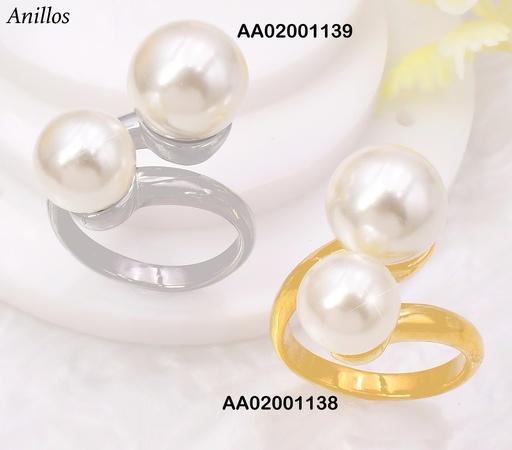 [AA02001138] ANILLO DOR AJUSTABLE (2) PERLAS KR113175- LK