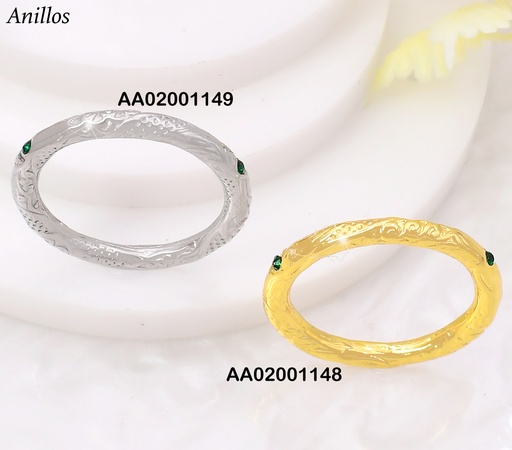 [AA02001149] ANILLO PLATEADO GRAB. LINEAS/PUNTEADO/ZIRC AZUL KR113195-SP