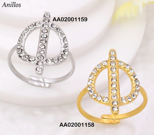 [AA02001158] ANILLO DOR CIRCULO/LINEA CENTRO/ZIRC KR113052- QY