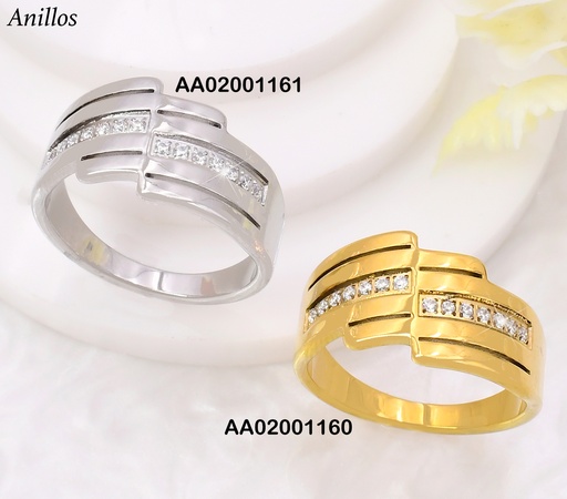 [AA02001161] ANILLO PLAT LINEAS LISAS/ZIRC. KR113241- YH