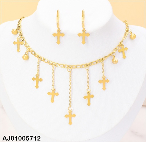 [AJ01005712] SET PLACA CRUZ ARETES HUGGIES.CAD C/PELOTITAS KS192715-DL