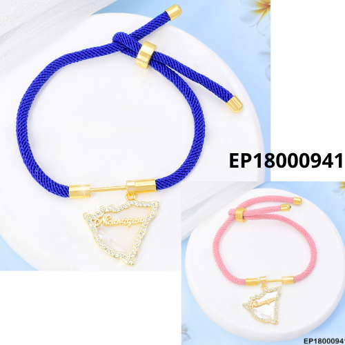 [EP18000941] PULSERA AJUSTABLE MAPA DE NICARAGUA /FONDO NACAR /ZIRC. N5173-841