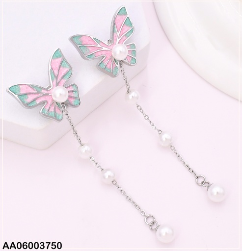 [AA06003750] ARETES PLAT MARPOSA VERDE/ROSA/CADENITA/PERLAS KE119459-SXSJ