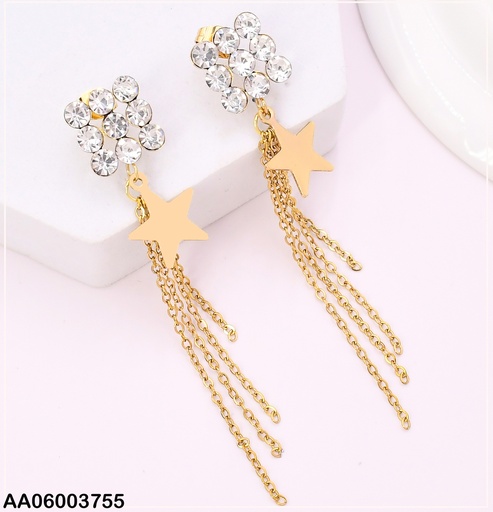 [AA06003755] ARETES DOR CUADRO ZIRC. RD/CADENITAS/ESTRELLA KE102558-NJ