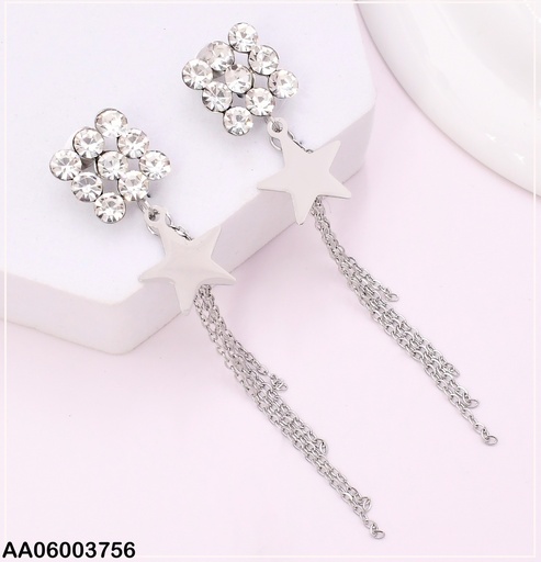 [AA06003756] ARETES PLAT CUADRO ZIRC. RD/CADENITAS/ESTRELLA KE102558-NJ