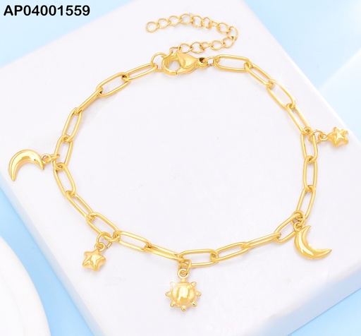 [AP04001559] PULSERA DOR ESLAB. ALARGADO/ESTRELLA/LUNA/SOL KB203360-ZG