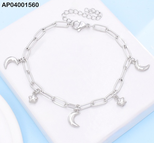 [AP04001560] PULSERA PLAT ESLAB. ALARGADO/ESTRELLA/LUNA/SOL KB203361-ZG