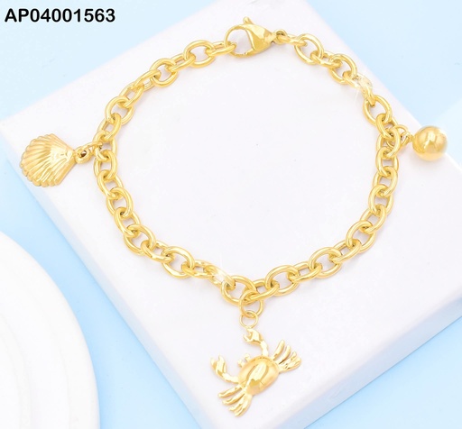 [AP04001563] PULSERA DOR PELOTA/OSTRA/CANGREJO KB204411-Z