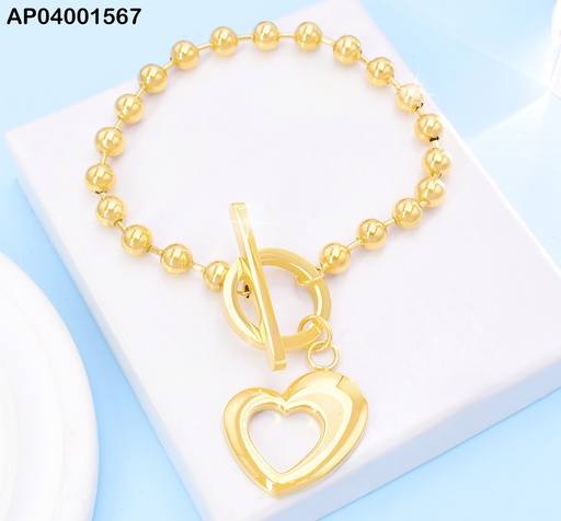 [AP04001567] PULSERA DOR PELOTITAS/CROQUI CORAZON/CIERRE TIFFANY KB202691-Z