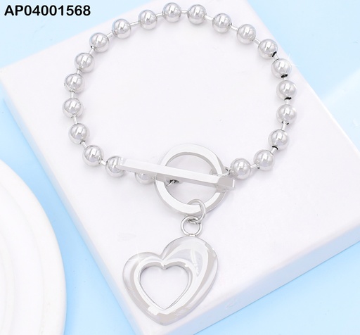 [AP04001568] PULSERA PLAT PELOTITAS/CROQUI CORAZON/CIERRE TIFFANY KB202690-Z