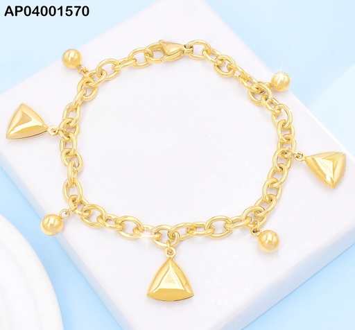 [AP04001570] PULSERA DOR PELOTITAS/TRIANGULOS KB204717-Z