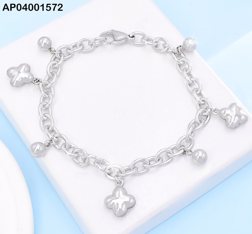 [AP04001572] PULSERA PLAT PELOTITAS/FLORES KB204720-Z