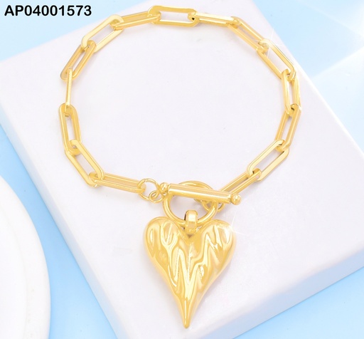 [AP04001573] PULSERA DOR CORAZON INFLADO ALARGADO/CIERRE TIFFANY KB205148-Z