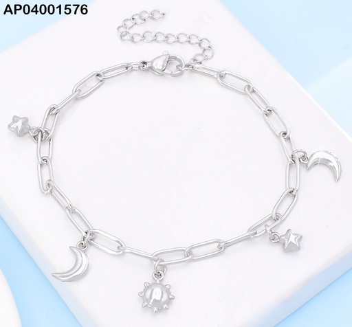 [AP04001576] PULSERA PLAT ESLAB. ALARGADO/ESTRELLA/LUNA/KB203359-ZG