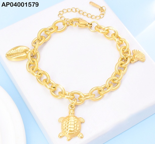 [AP04001579] PULSERA DORADA DIJE TORTUGA/OSTRA KB204413-Z