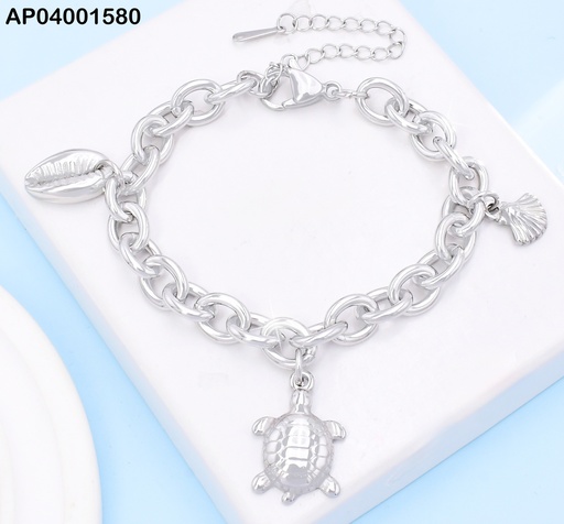 [AP04001580] PULSERA PLATEADA DIJE TORTUGA/OSTRA KB204414-Z